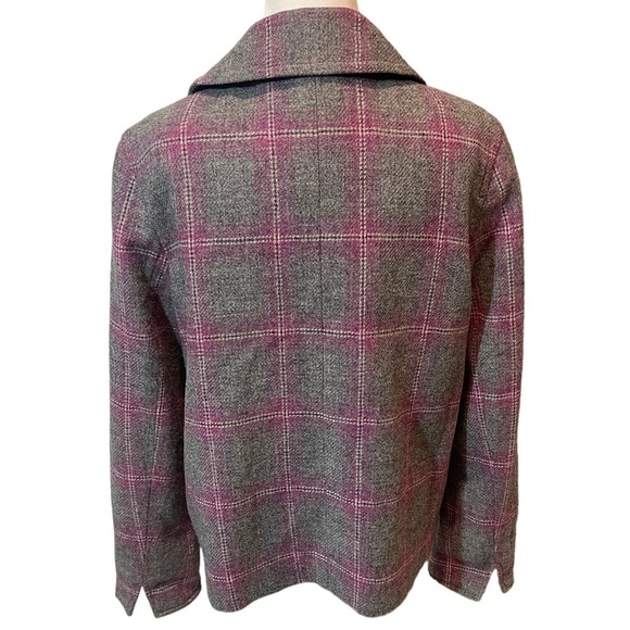 TALBOTS plaid Wool Jacket blazer collar button closure grey pink size 10 med - Picture 4 of 9